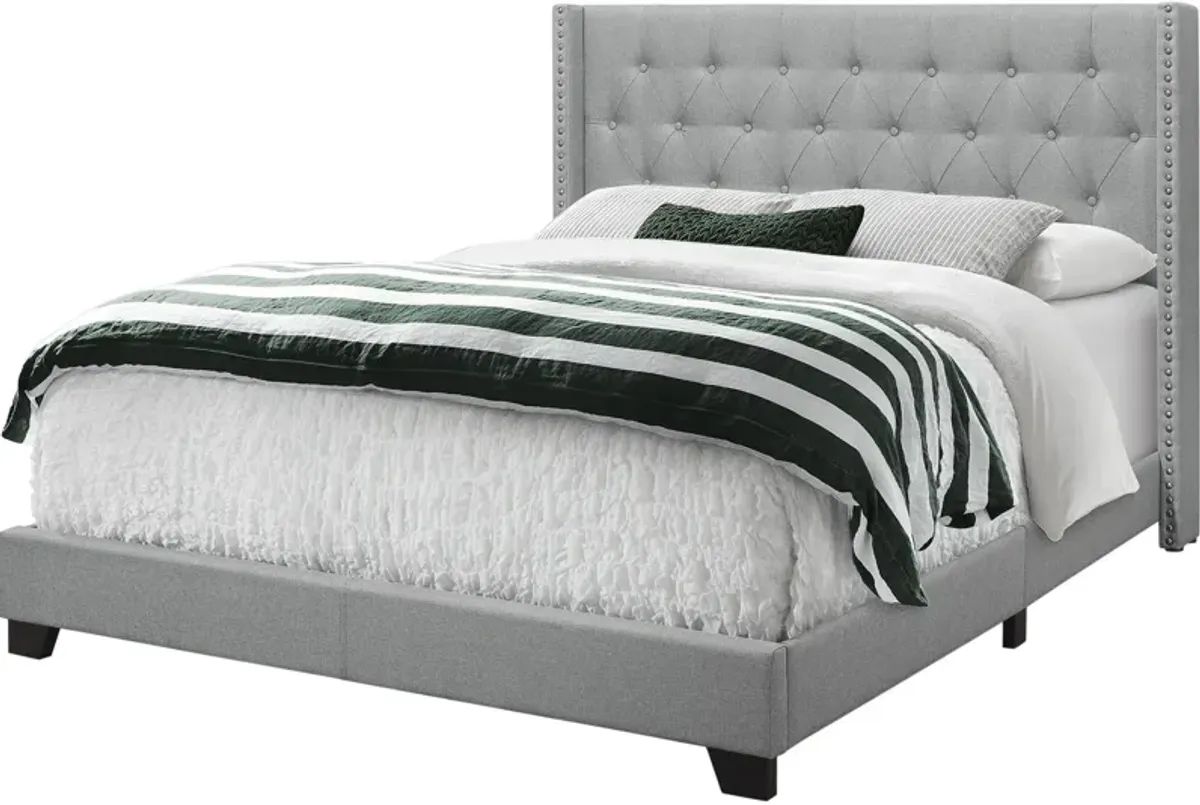 Nessie Queen Upholstered Bed - Gray