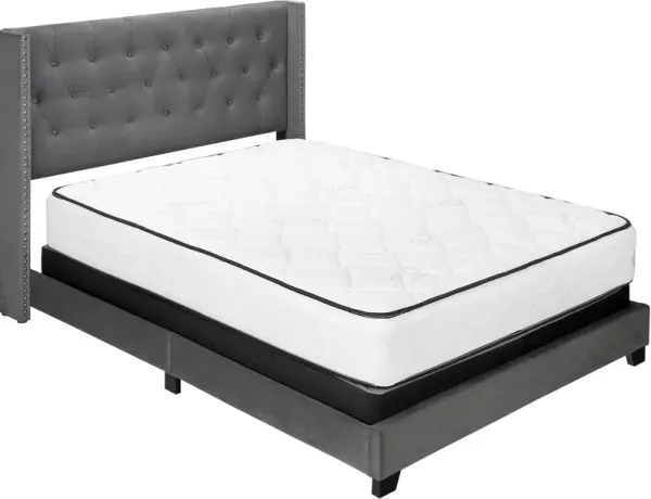 Nessie Queen Upholstered Bed - Gray Velvet