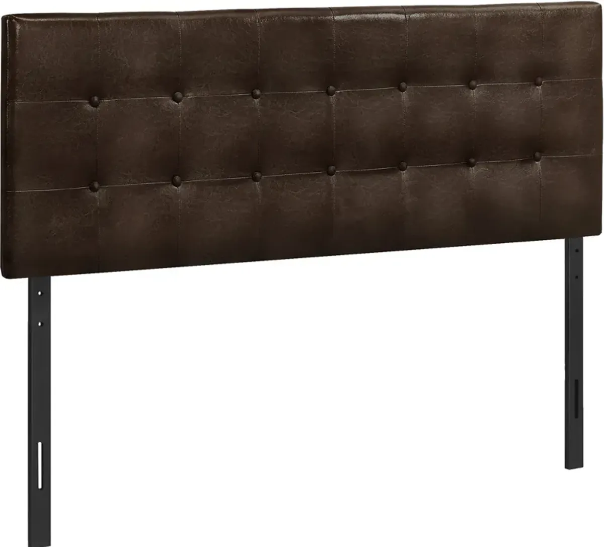 Kennedy Queen Upholstered Headboard - Brown Vegan Leather