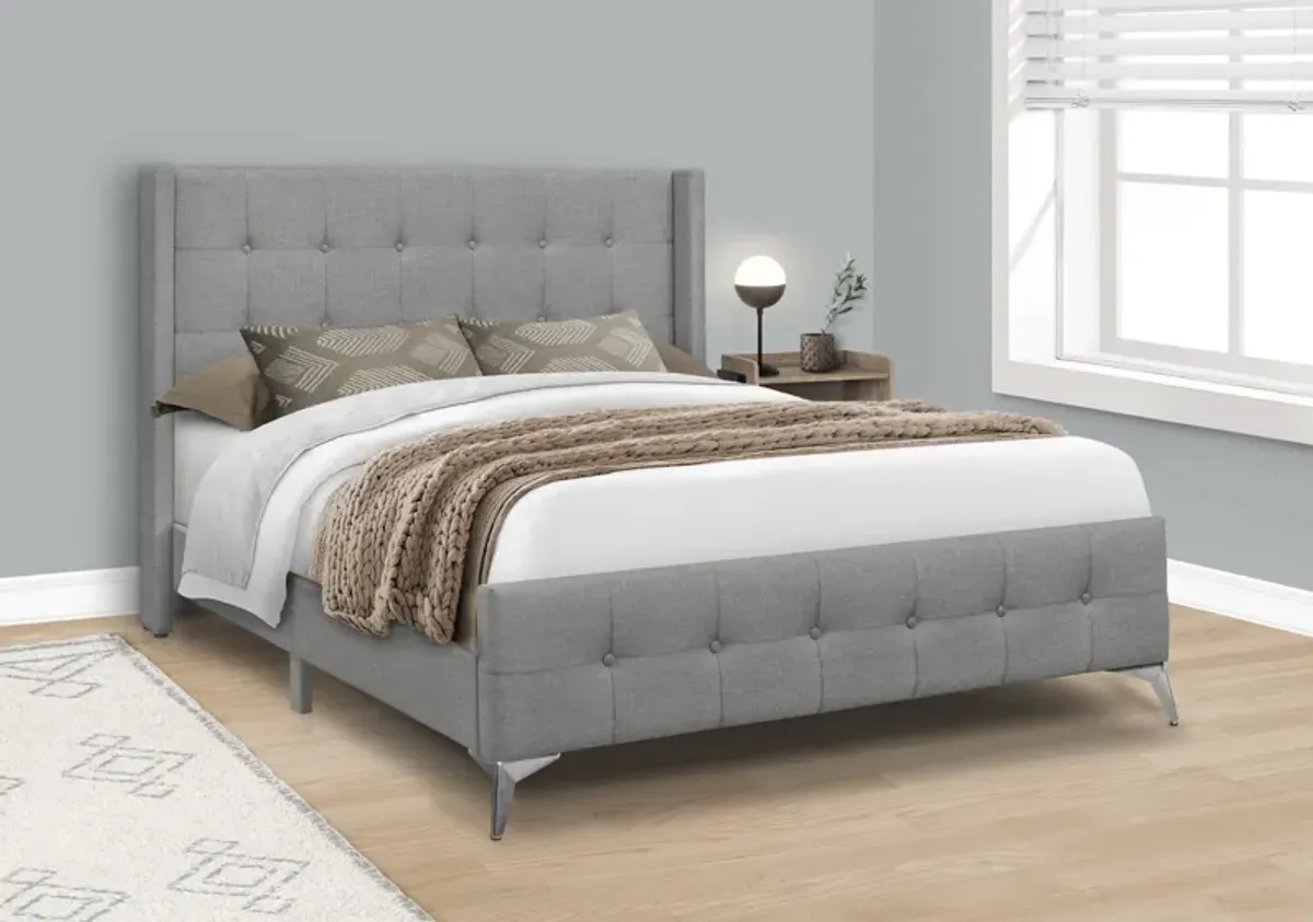 Jace Queen Upholstered Bed - Gray