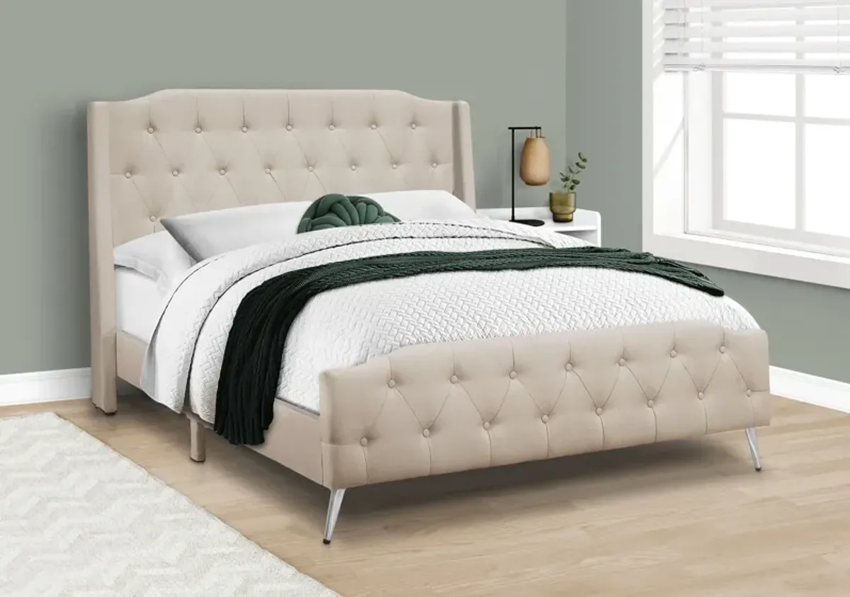 Alejandro Queen Upholstered Bed - Beige