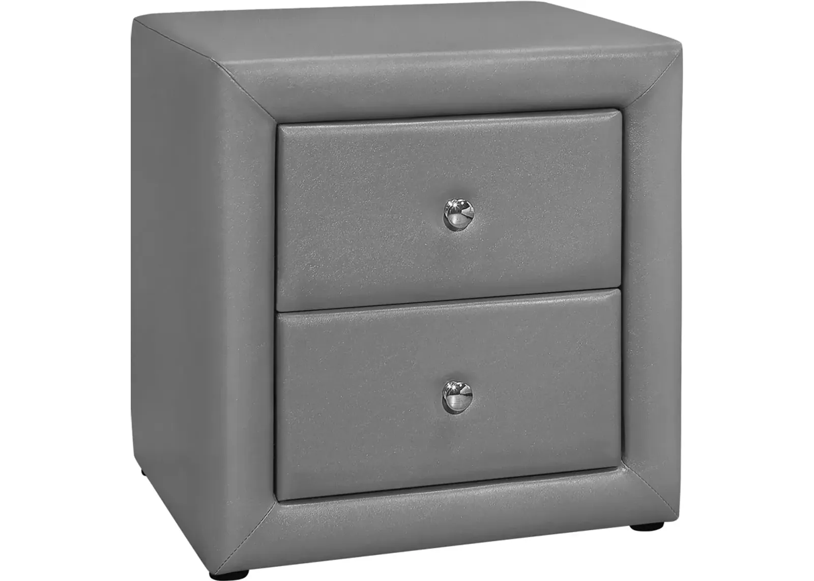 Mable 2 Drawer Upholstered Nightstand - Gray Vegan Leather