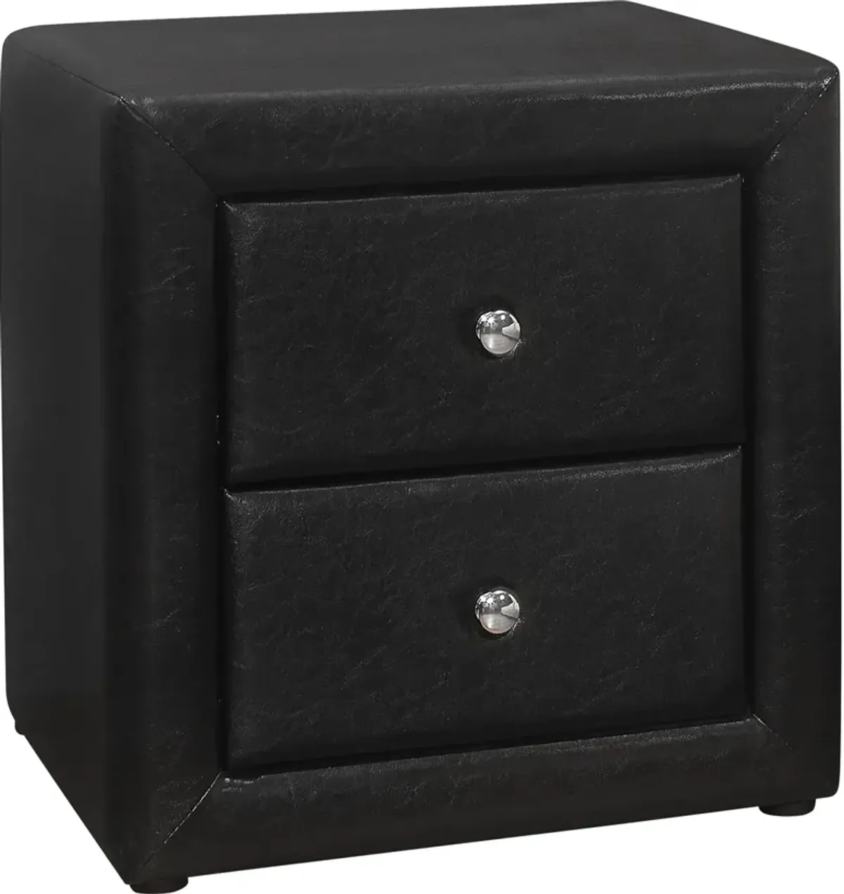 Mable 2 Drawer Upholstered Nightstand - Black Vegan Leather