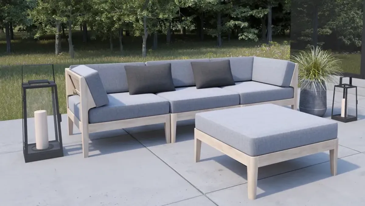 Topsail 3-Piece Outdoor Sofa and Ottoman Set - Natural