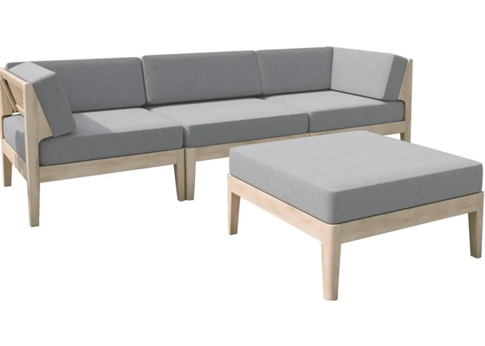 Topsail 3-Piece Outdoor Sofa and Ottoman Set - Natural