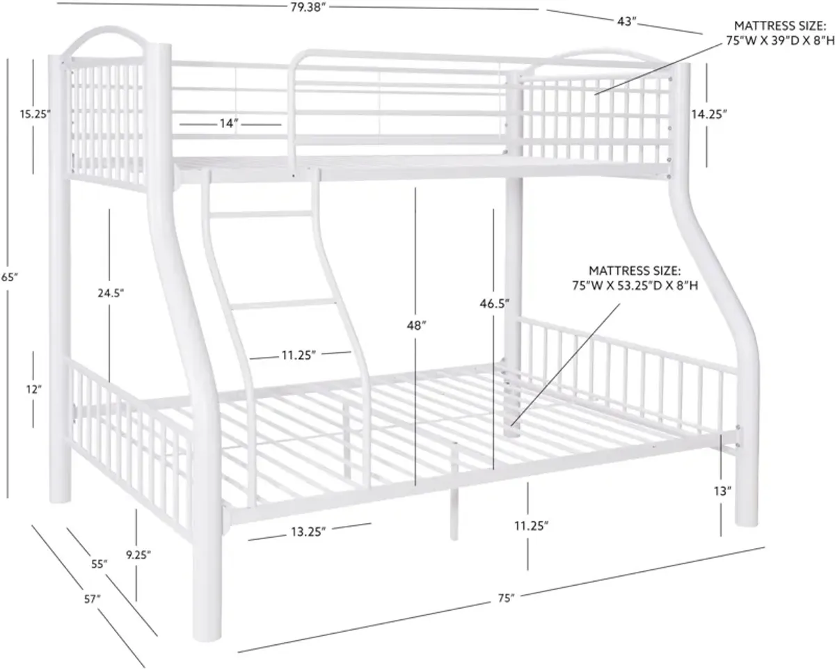 Baylor Twin Over Full Bunk Bed - White