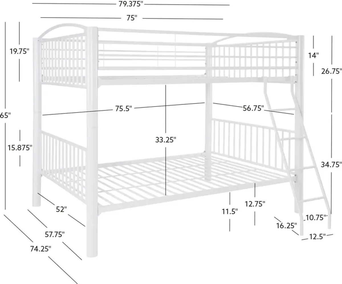 Rufio Full Over Full Bunk Bed - White