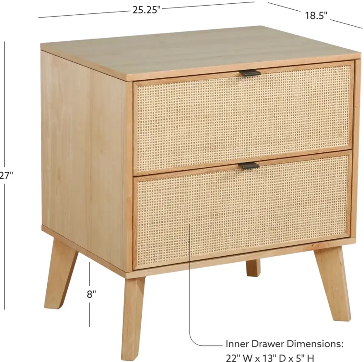 Argo 2 Drawer Nightstand - Natural