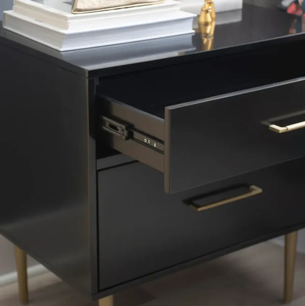 Sumo 2 Drawer Nightstand - Black