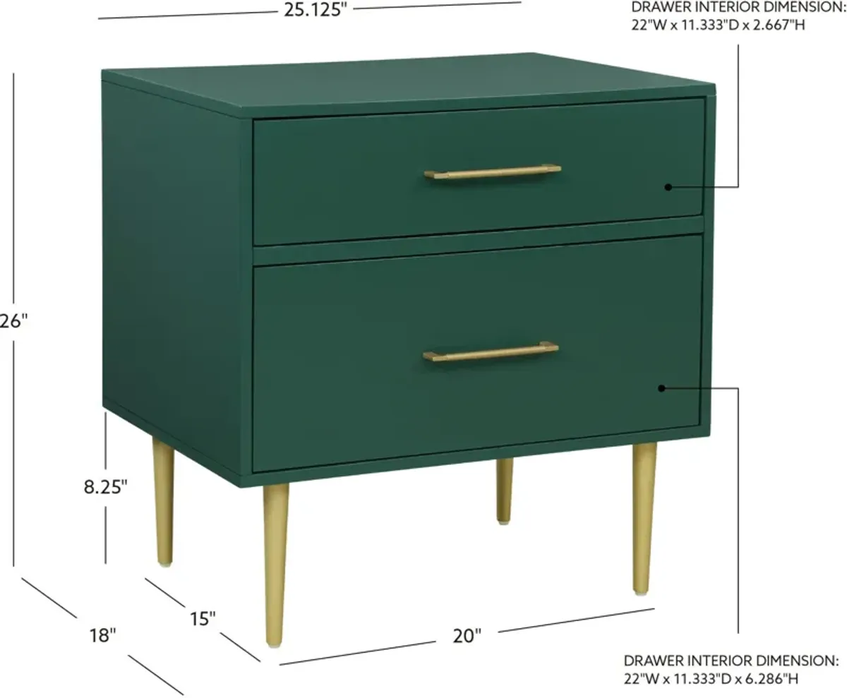 Sumo 2 Drawer Nightstand - Dark Green