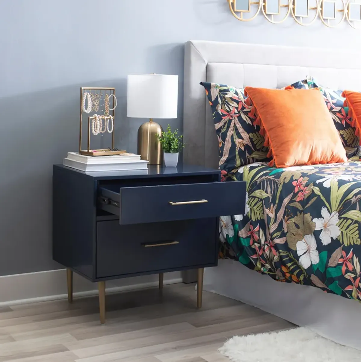 Sumo 2 Drawer Nightstand - Navy