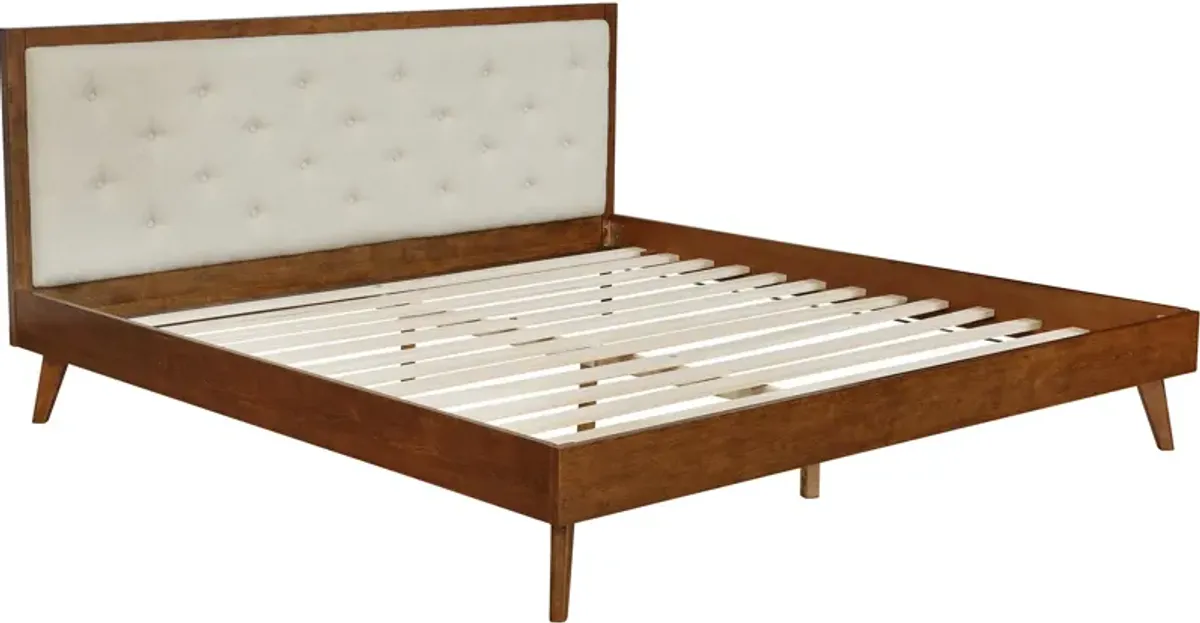 Courtney Upholstered Platform King Bed - Walnut/Cream