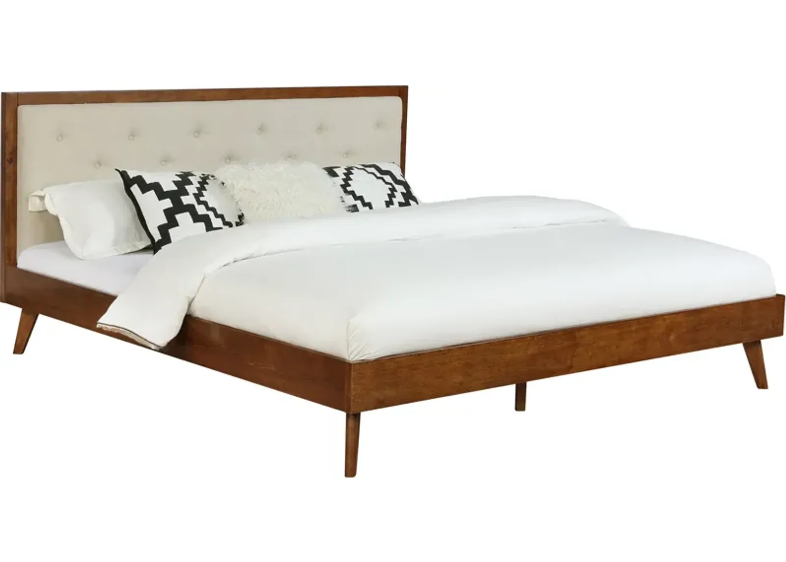 Courtney Upholstered Platform King Bed - Walnut/Cream