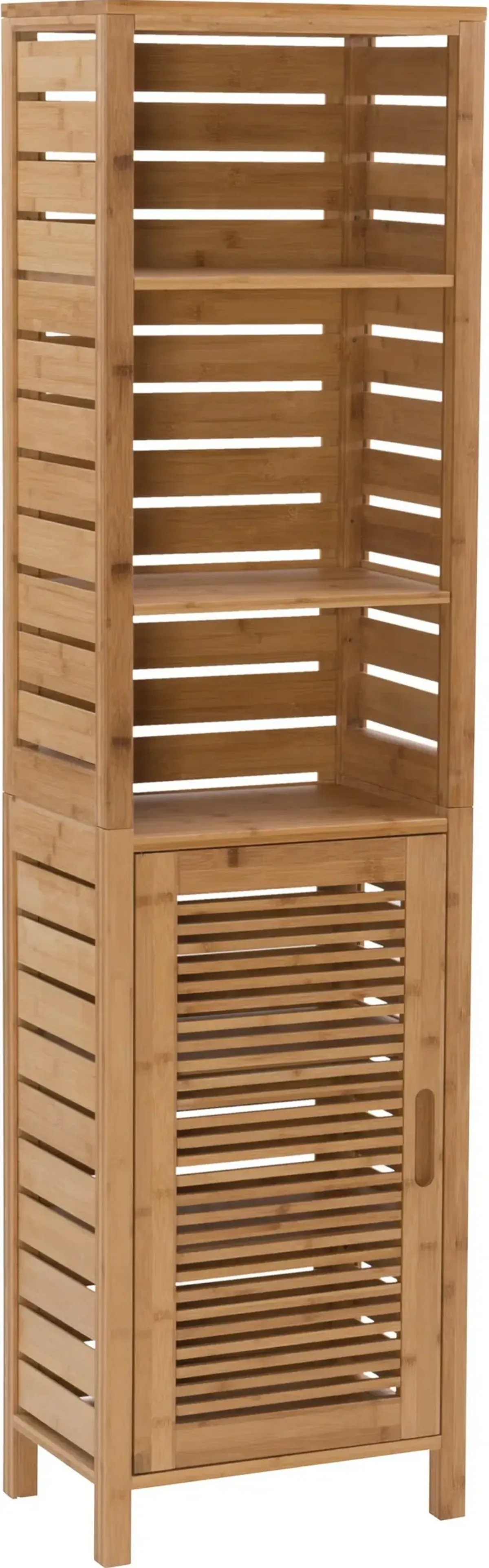 Ambel One Door Cabinet With Covered Shelves - Natural