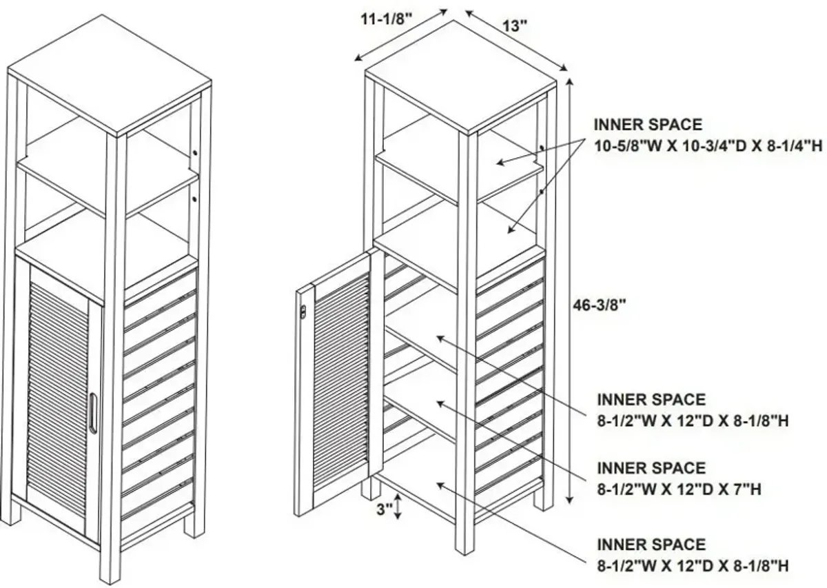 Ambel One Door Cabinet With Shelves - Natural