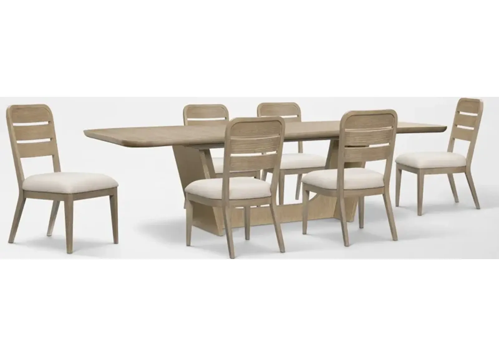 Laguna Extendable Dining Table with 6 Wood-Back Dining Side Chairs