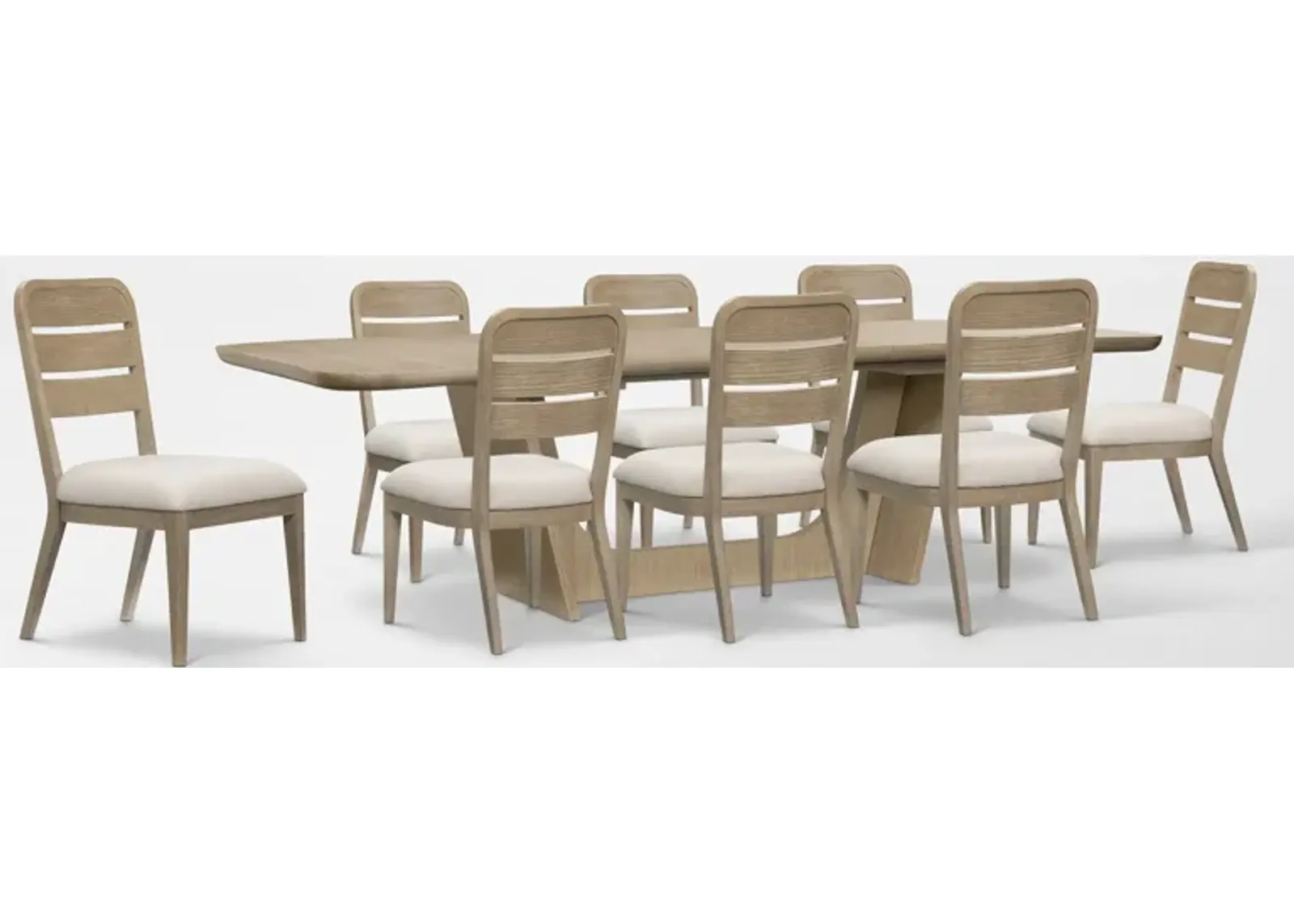 Laguna Extendable Dining Table with 8 Wood-Back Dining Side Chairs