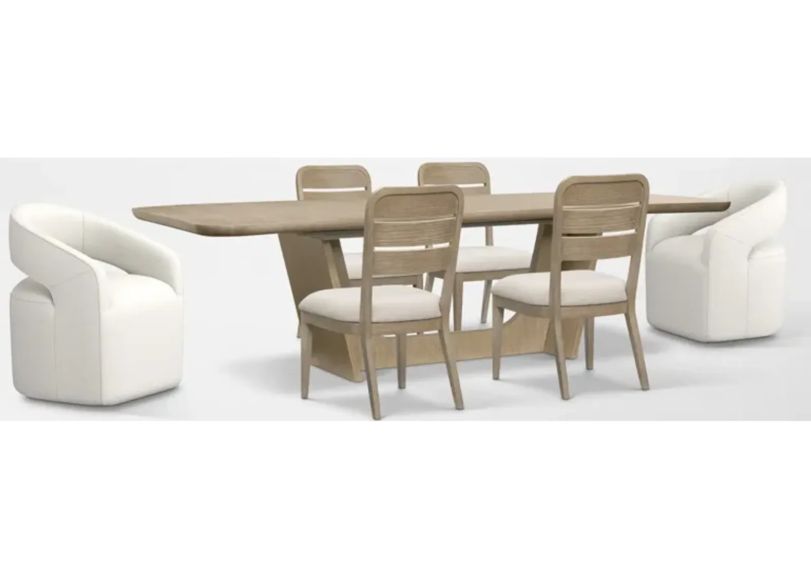 Laguna Extendable Dining Table with 4 Wood-Back Dining Side Chairs and 2 Copeland Dining Chairs