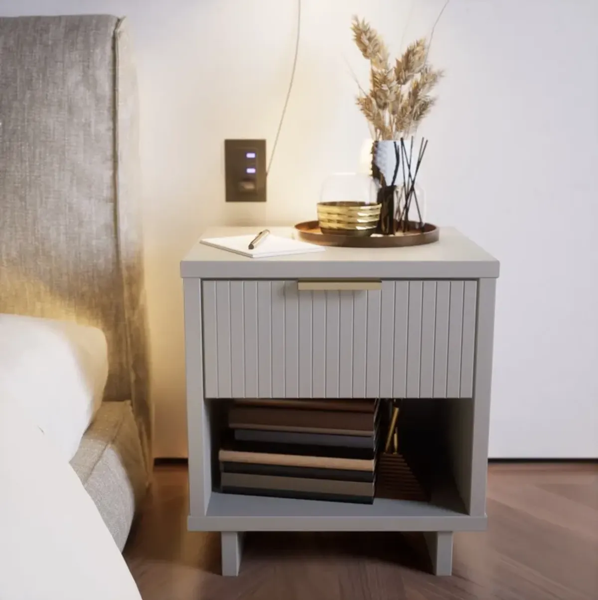 Kenya Nightstand - Light Grey