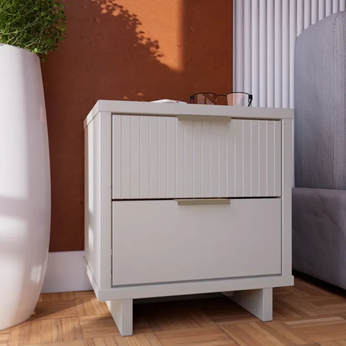 Kenya 2 Drawer Nightstand - White