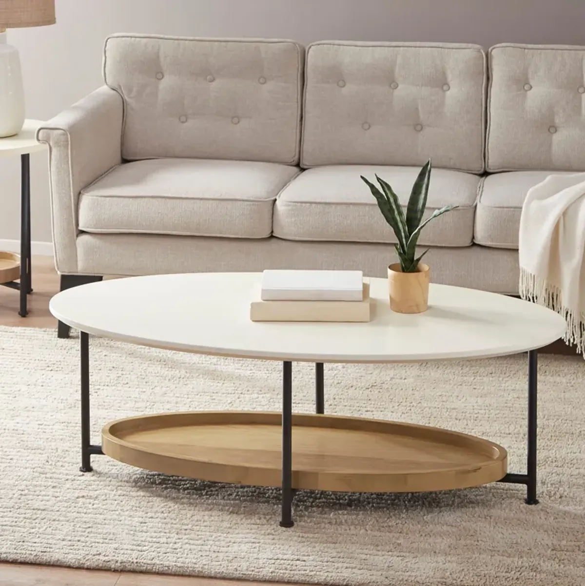 Bufanda Coffee Table - White/Natural