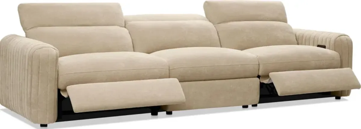 Soho Dual-Power Reclining 3-Piece Sofa - Sand