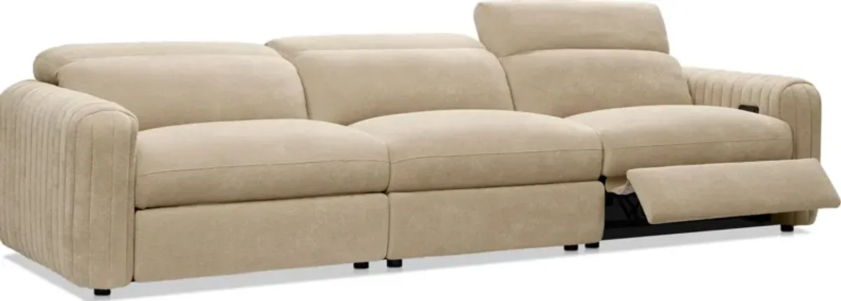 Soho Dual-Power Reclining 3-Piece Sofa - Sand