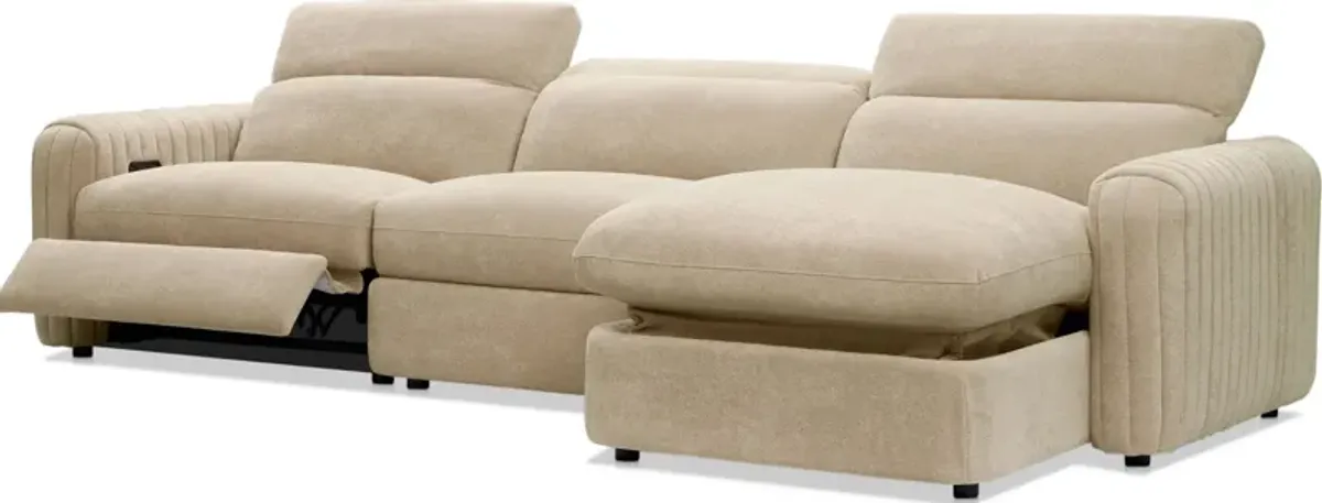 Soho Dual-Power Reclining 3-Piece Sectional with Right-Facing Adjustable Base Chaise - Sand