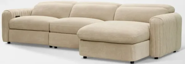 Soho Dual-Power Reclining 3-Piece Sectional with Right-Facing Adjustable Base Chaise - Sand