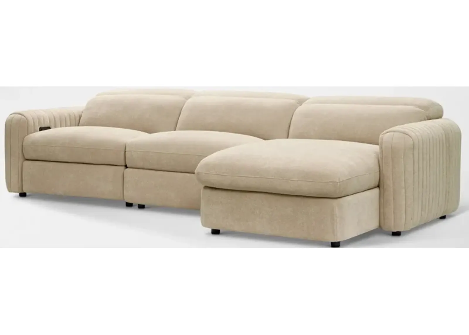 Soho Dual-Power Reclining 3-Piece Sectional with Right-Facing Adjustable Base Chaise - Sand