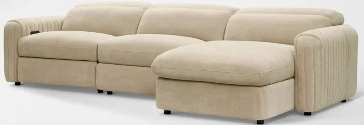 Soho Dual-Power Reclining 3-Piece Sectional with Right-Facing Adjustable Base Chaise - Sand