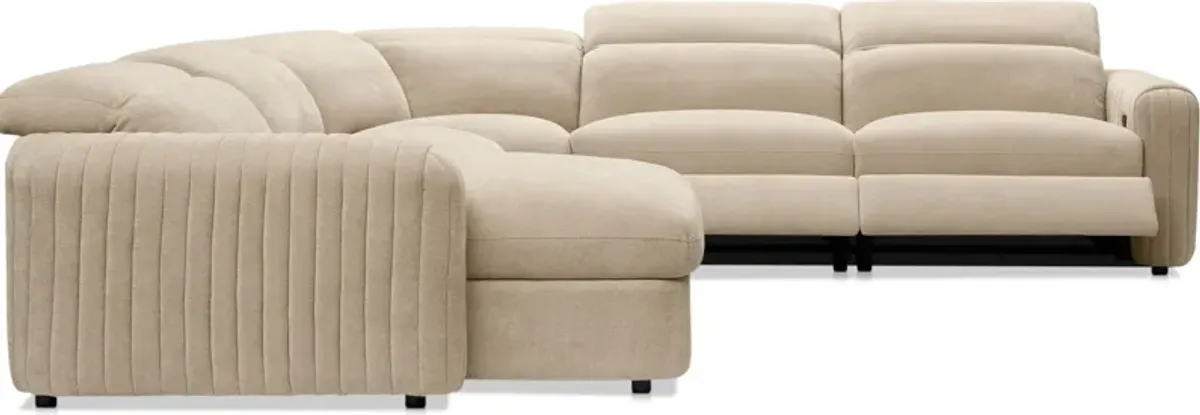 Soho Dual-Power Reclining 5-Piece Sectional with Left-Facing Adjustable Base Chaise - Sand