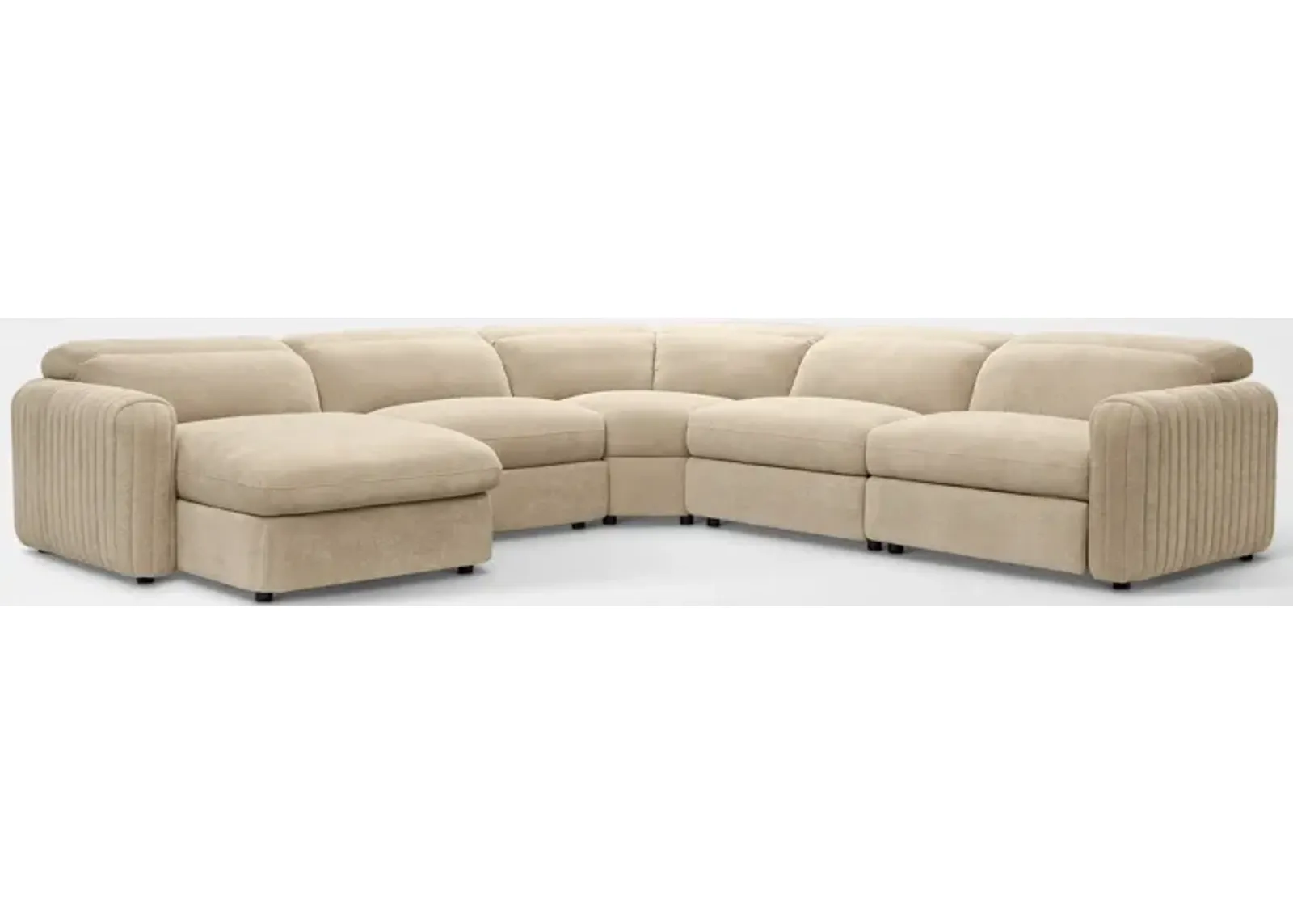 Soho Dual-Power Reclining 5-Piece Sectional with Left-Facing Adjustable Base Chaise - Sand