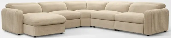 Soho Dual-Power Reclining 5-Piece Sectional with Left-Facing Adjustable Base Chaise - Sand