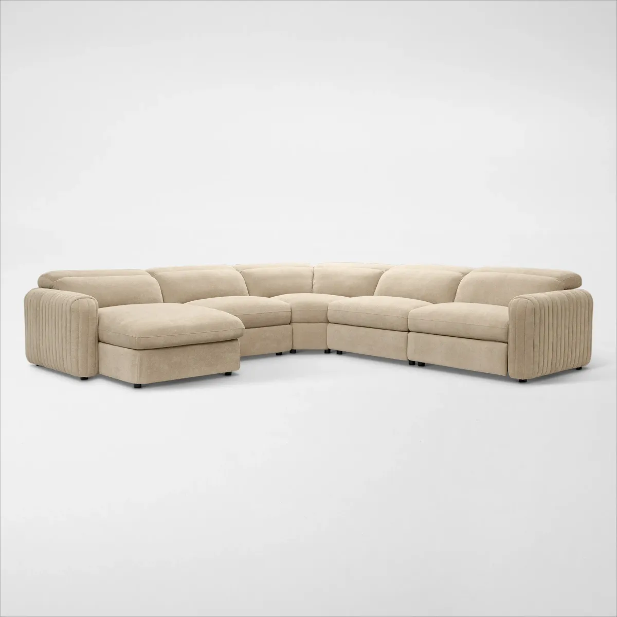 Soho Dual-Power Reclining 5-Piece Sectional with Left-Facing Adjustable Base Chaise - Sand
