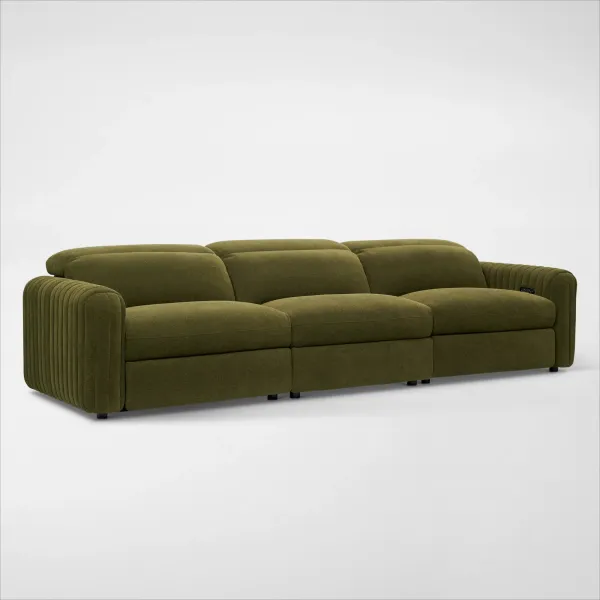Soho Dual-Power Reclining 3-Piece Sofa - Peat