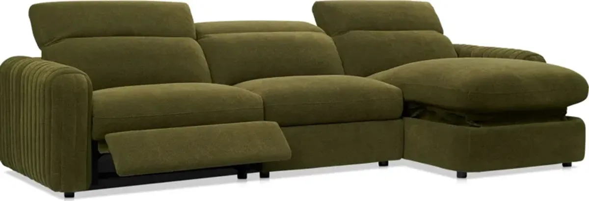 Soho Dual-Power Reclining 3-Piece Sectional with Right-Facing Adjustable Base Chaise - Peat