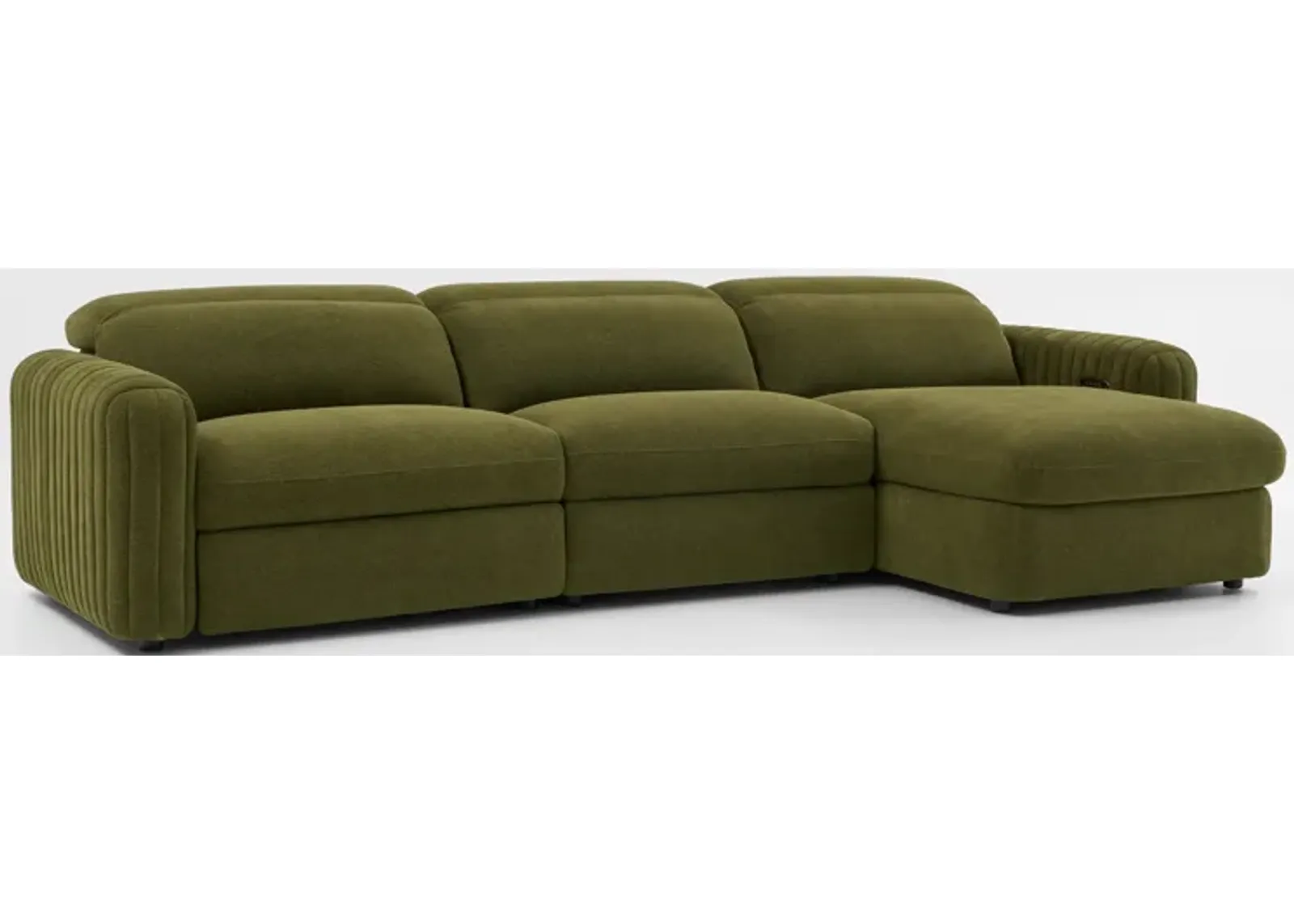 Soho Dual-Power Reclining 3-Piece Sectional with Right-Facing Adjustable Base Chaise - Peat