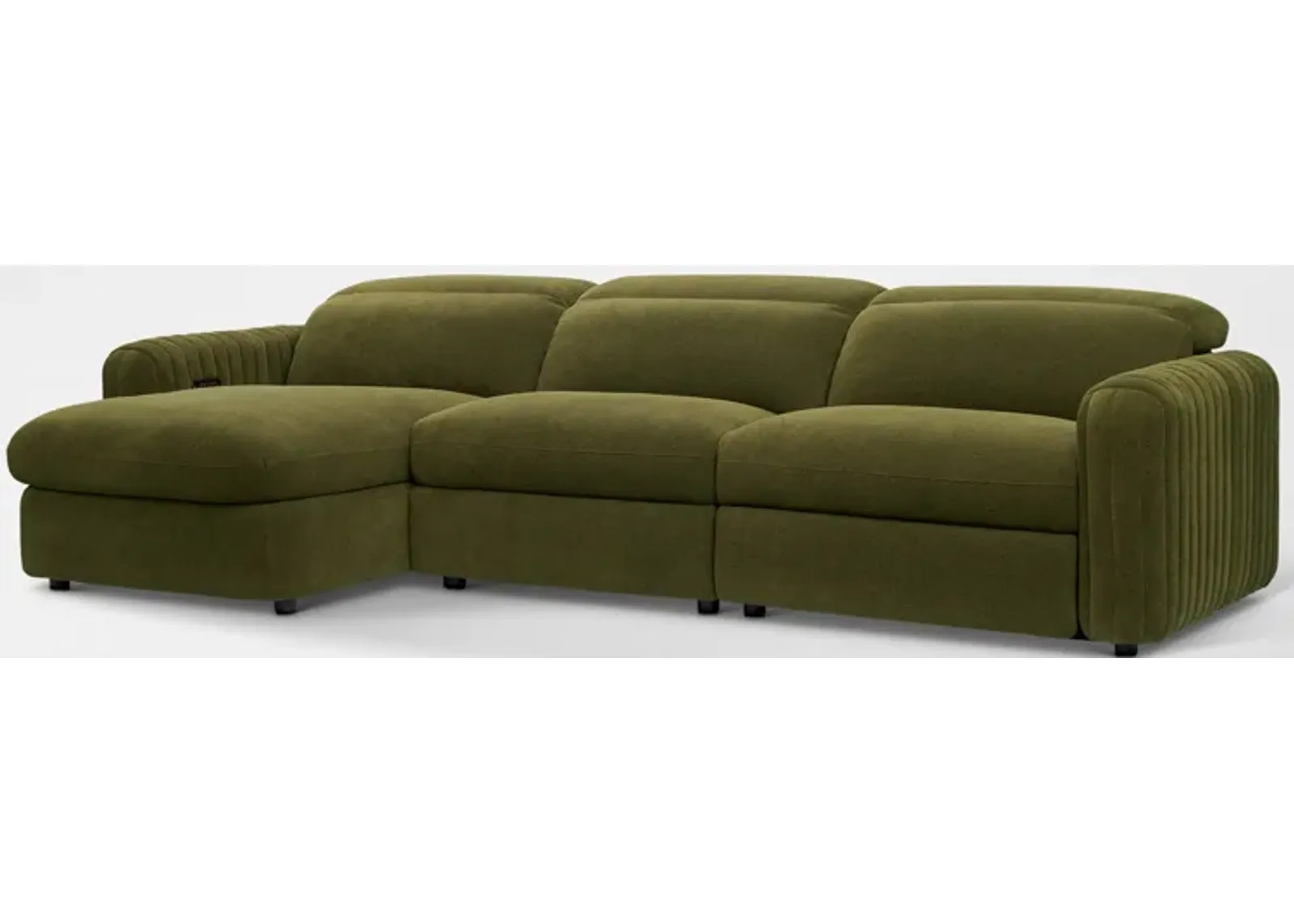 Soho Dual-Power Reclining 3-Piece Sectional with Left-Facing Adjustable Base Chaise - Peat