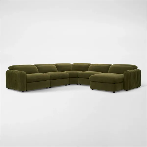 Soho Dual-Power Reclining 5-Piece Sectional with Right-Facing Adjustable Base Chaise - Peat