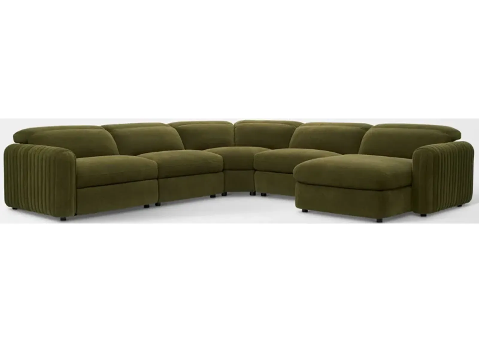 Soho Dual-Power Reclining 5-Piece Sectional with Right-Facing Adjustable Base Chaise - Peat