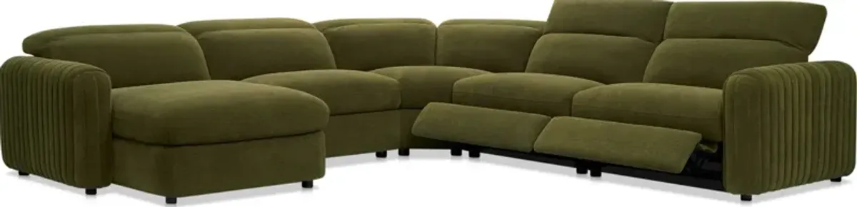 Soho Dual-Power Reclining 5-Piece Sectional with Left-Facing Adjustable Base Chaise - Peat