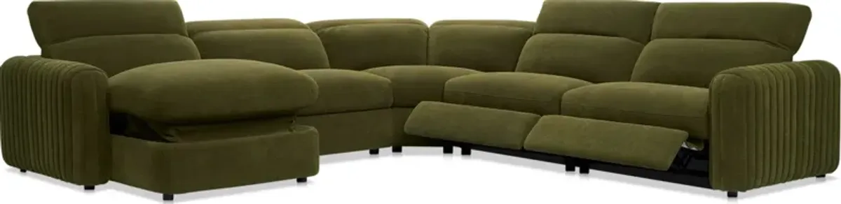 Soho Dual-Power Reclining 5-Piece Sectional with Left-Facing Adjustable Base Chaise - Peat