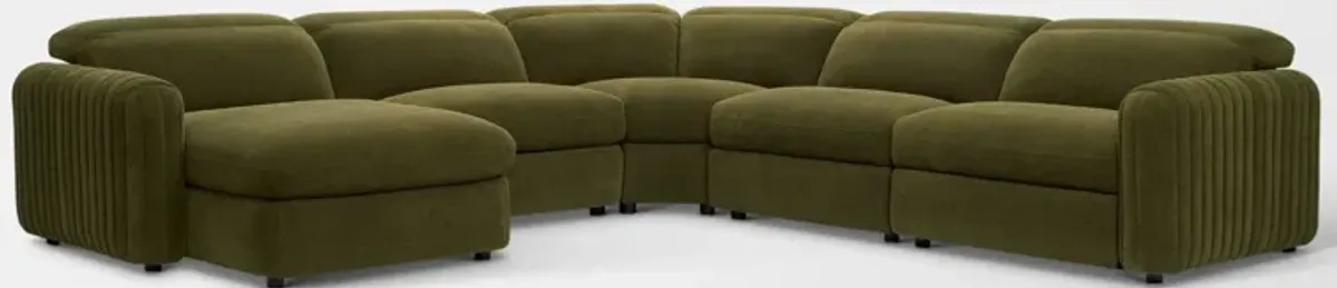 Soho Dual-Power Reclining 5-Piece Sectional with Left-Facing Adjustable Base Chaise - Peat