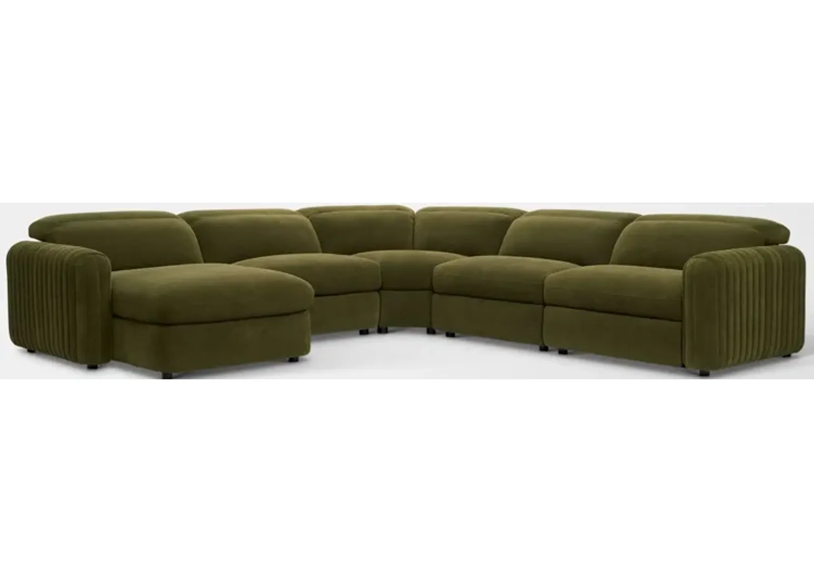 Soho Dual-Power Reclining 5-Piece Sectional with Left-Facing Adjustable Base Chaise - Peat