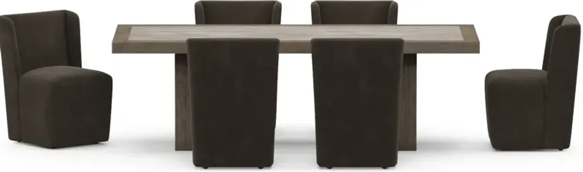 Tucson Dining Table and 6 Briggs Dining Chairs - Dark Brown