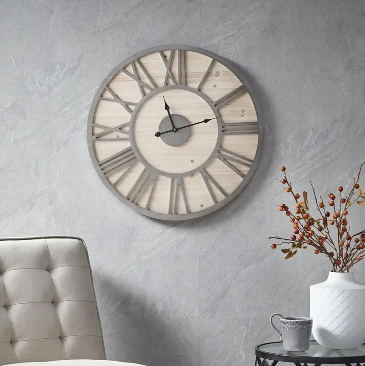 Walt Wall Clock - Natural/Gray