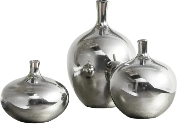 Myla 3-Piece Decorative Vases - Silver