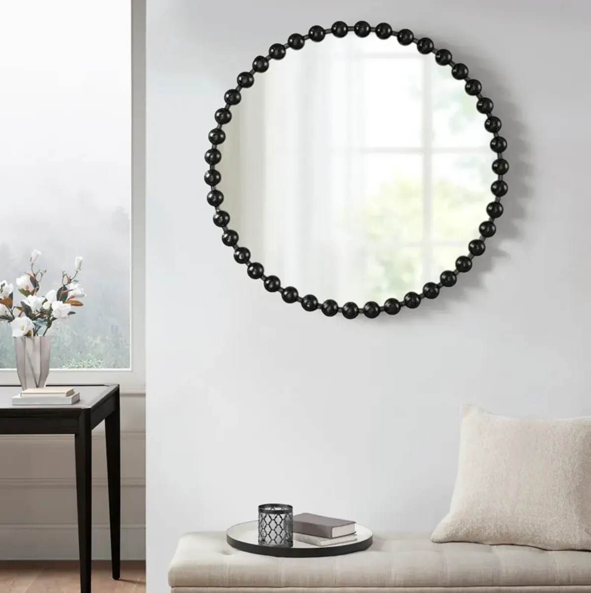 Button 36'' Round Wall Mirror - Black