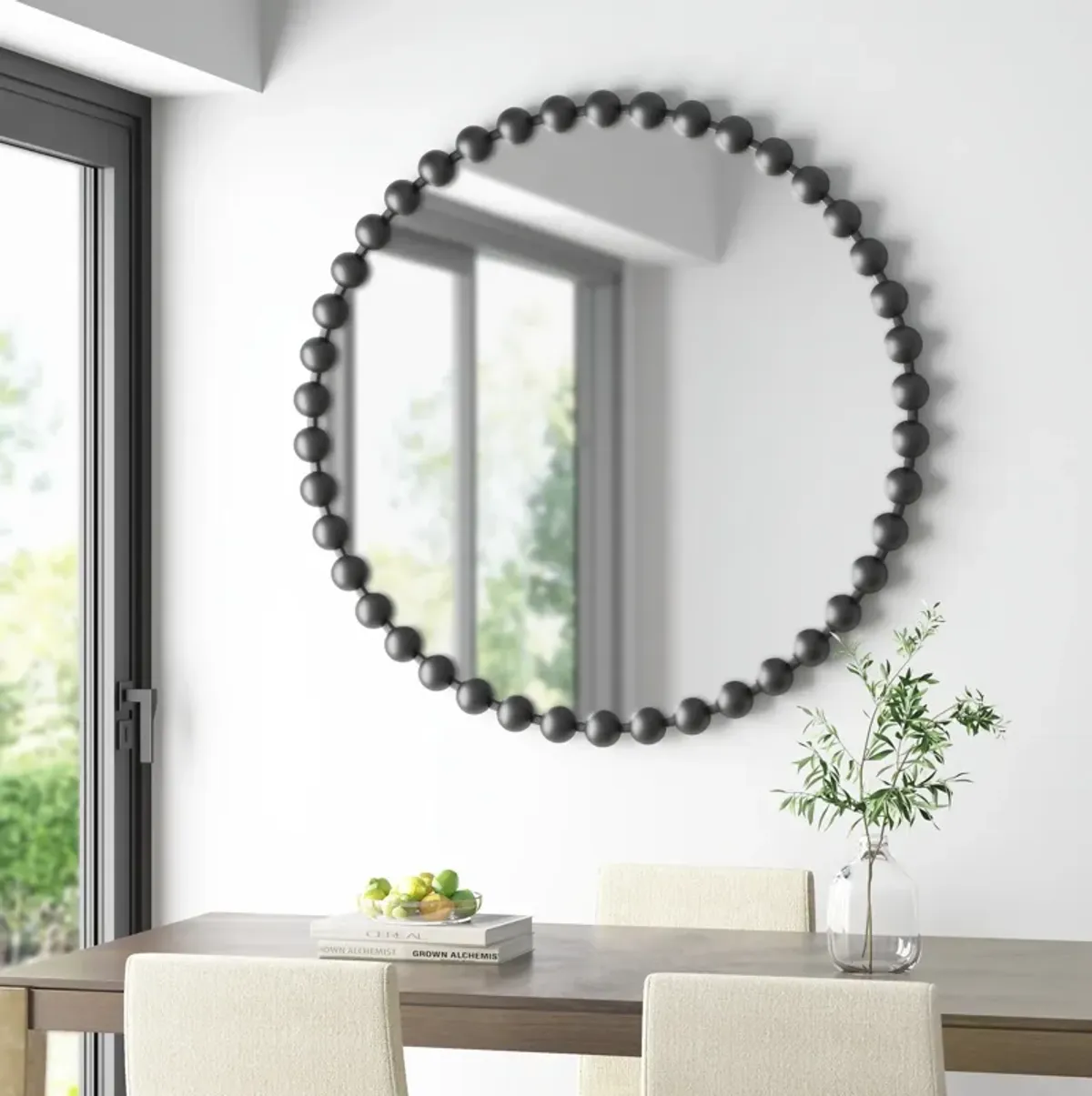 Button 36'' Round Wall Mirror - Black